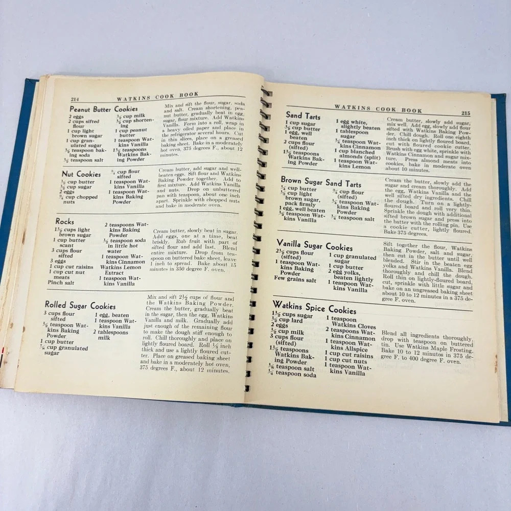 Vintage 1938 Watkins Cook Book J.R. Watkins Co Blue Hardcover Spiral Bound 287pg
